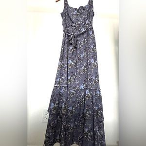 PAIGE Michelada floral print midi dress. Size Small. Navy multi